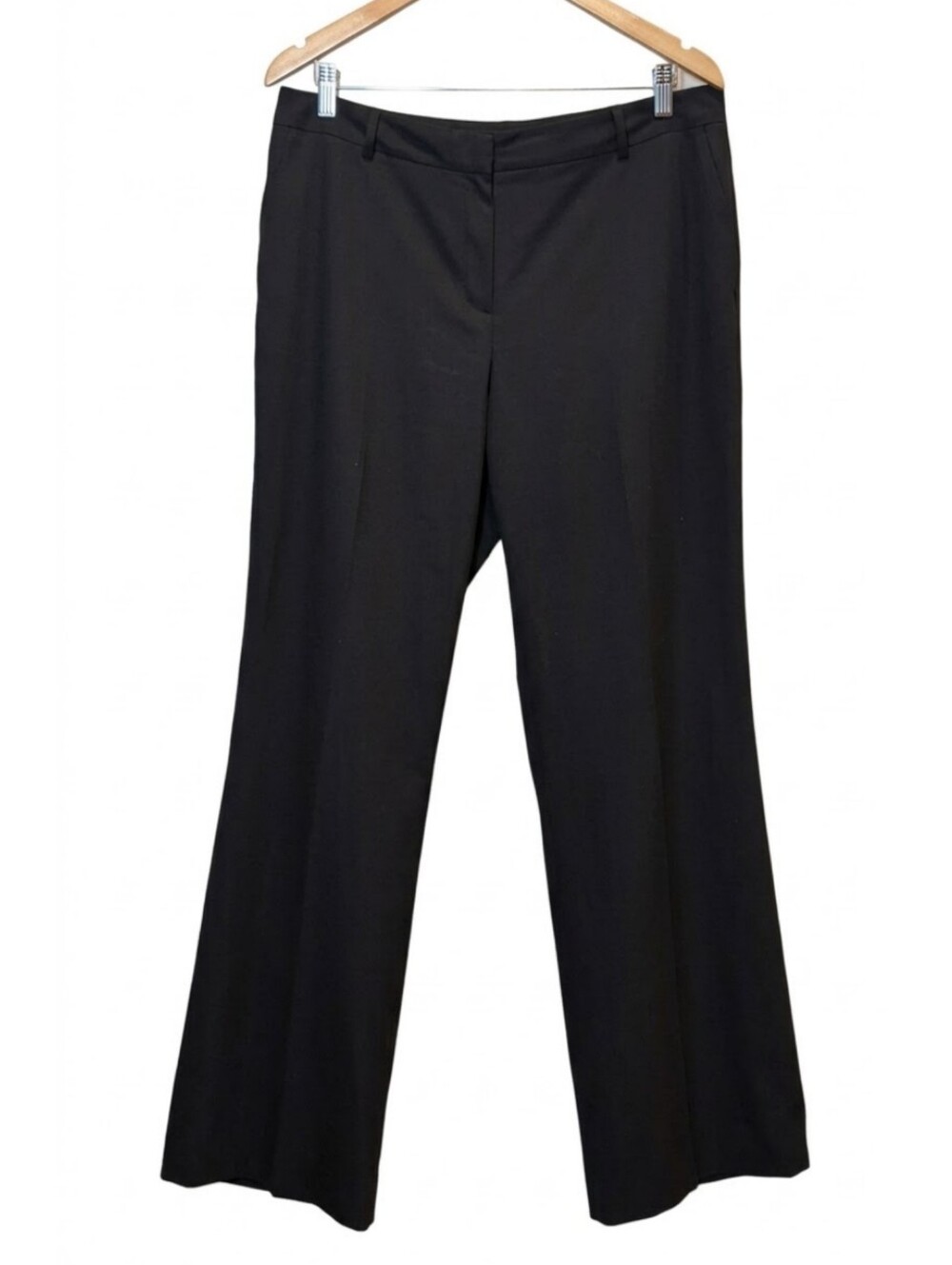 Jones New York Classic Straight Leg Trouser Pants Stretch Wool Business Black